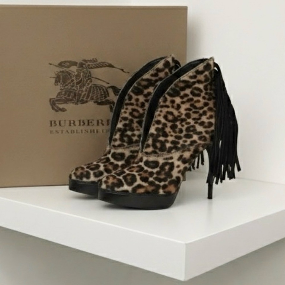 Burberry leopard print tassel boots
